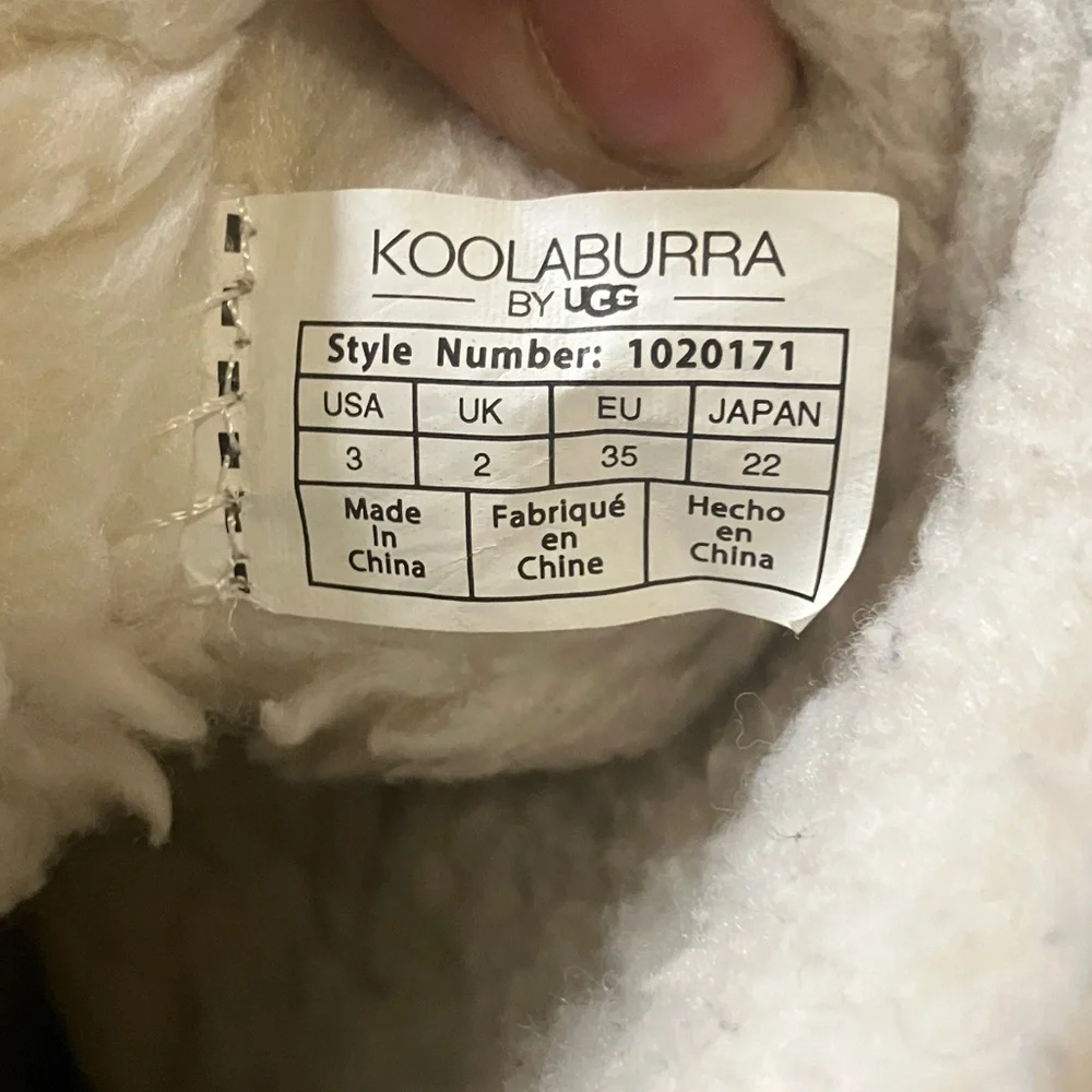 KOOLABURRA VICTORIA UGG KIDS SUEDE LEATHER with FAUX FUR BOW BOOTS SZ 3
